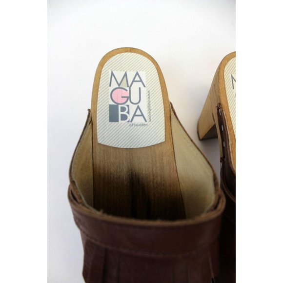 Maguba Chicago Brown Leather Clogs -EU 37/US 6.5 - Picture 4 of 6